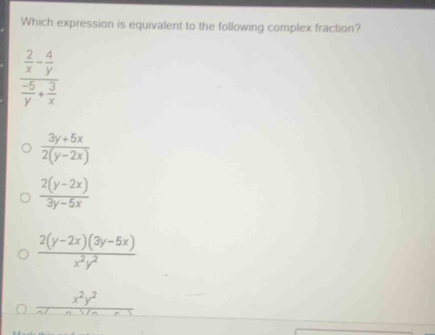 which expression is equivalent to the following complex fraction?\\(\fr…