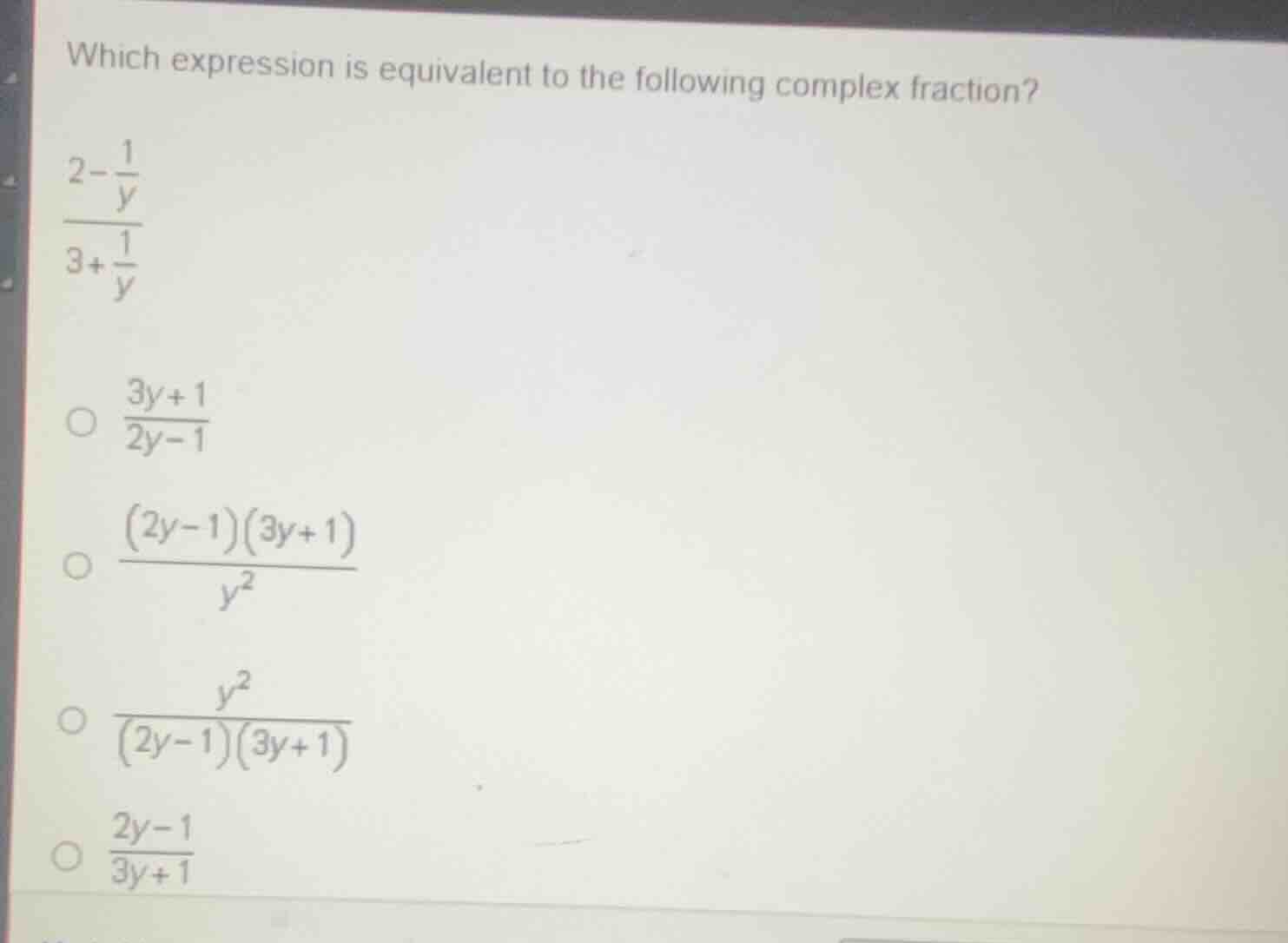which expression is equivalent to the following complex fraction?\\(\\f…
