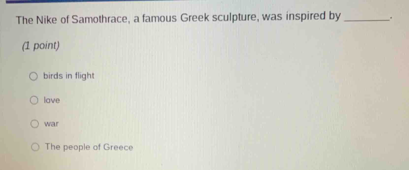 the nike of samothrace, a famous greek sculpture, was inspired by _____…