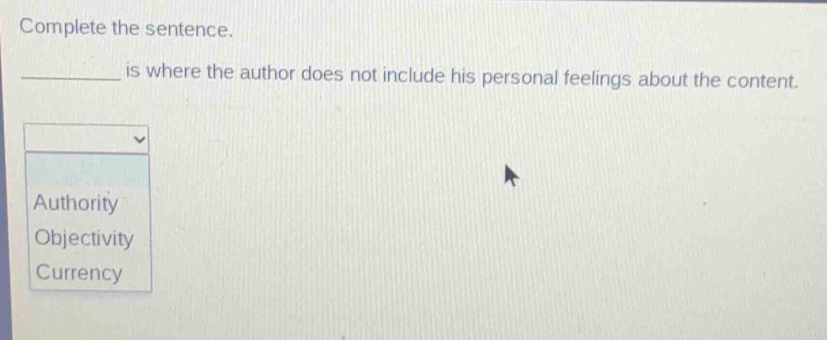 complete the sentence. ______ is where the author does not include his …