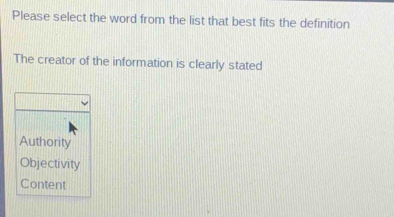 please select the word from the list that best fits the definition the …