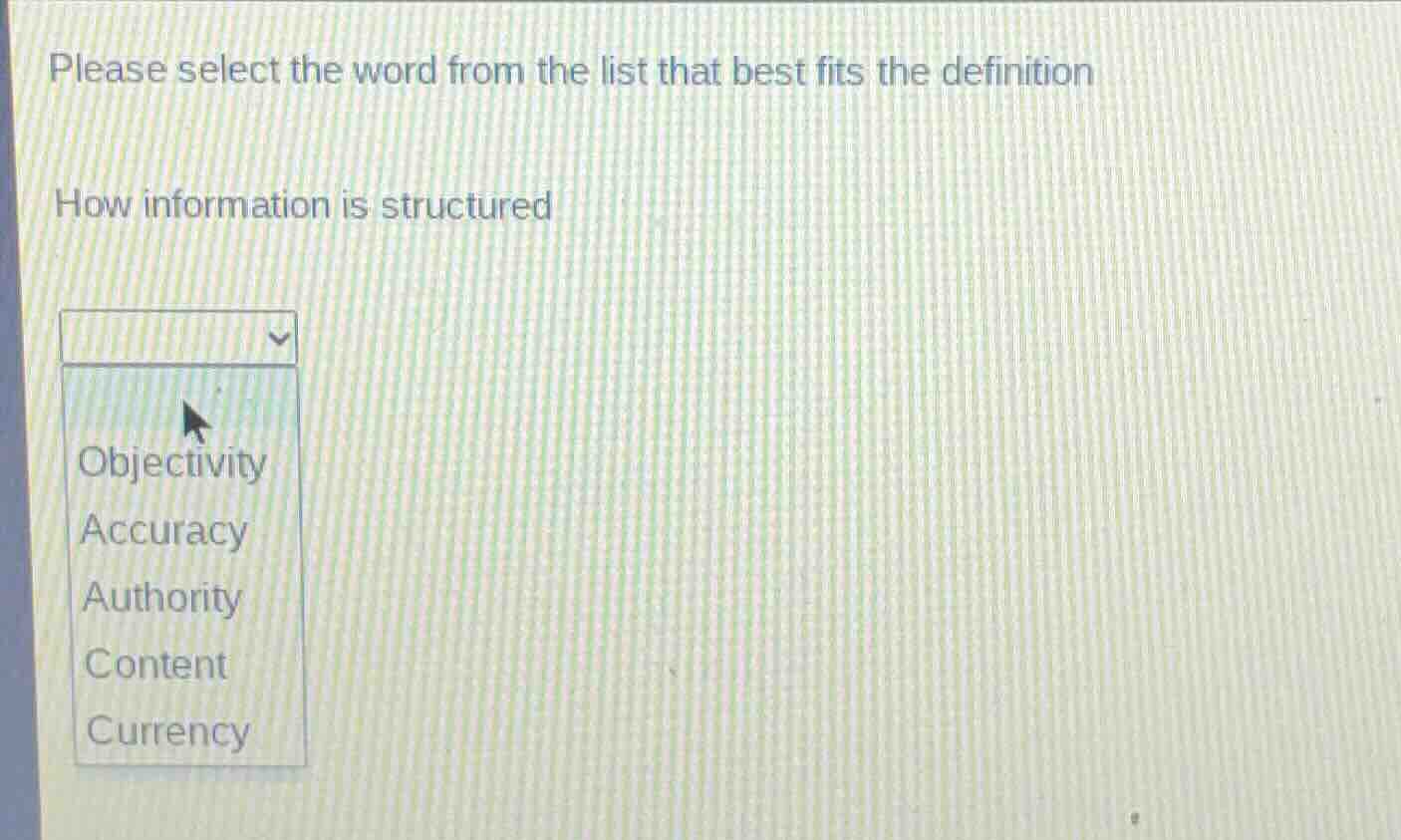 please select the word from the list that best fits the definition how …