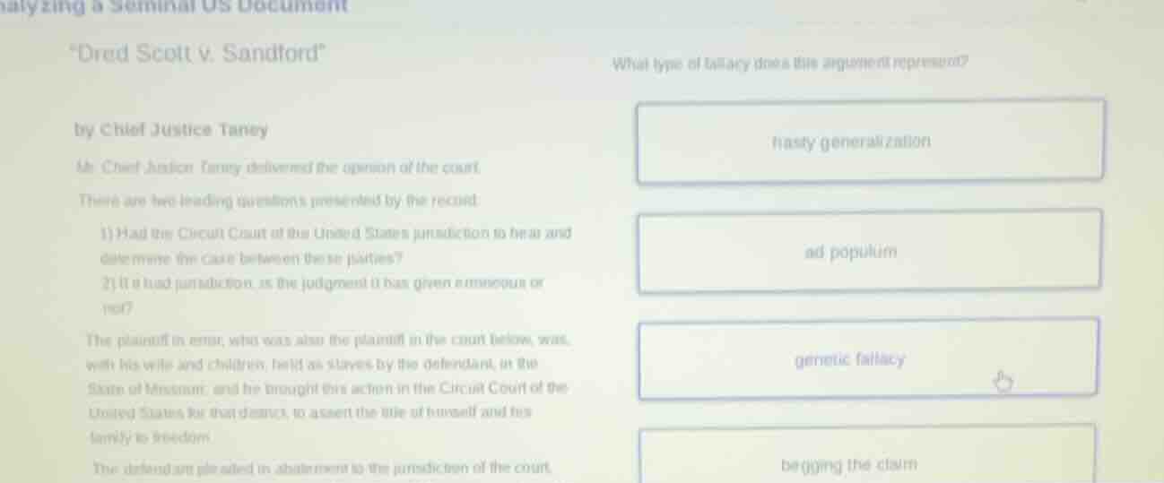 analyzing a seminal us document \dred scott v. sandford\ by chief justi…