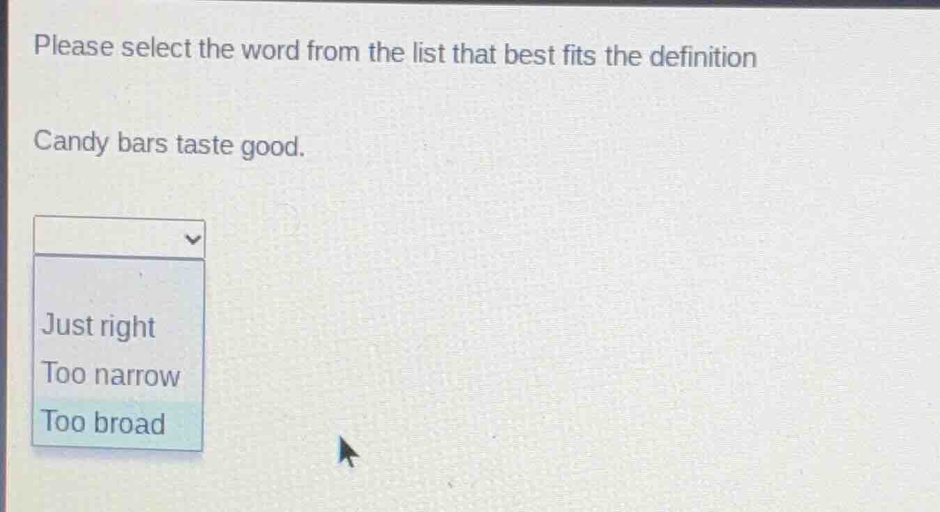 please select the word from the list that best fits the definition cand…