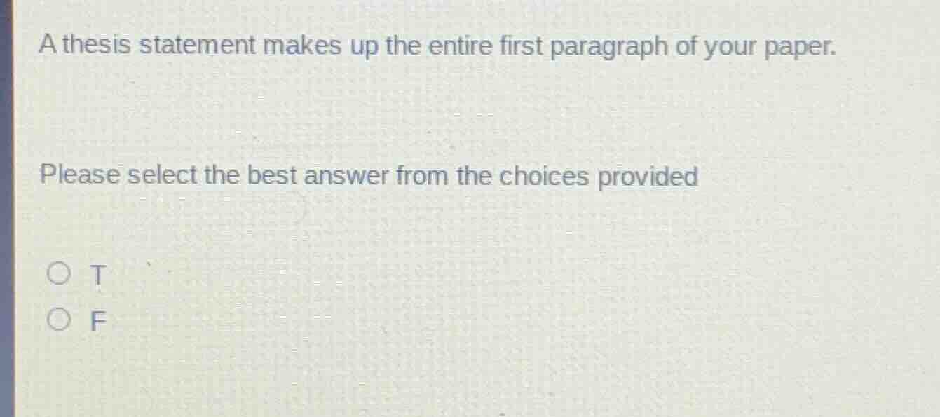 a thesis statement makes up the entire first paragraph of your paper. p…