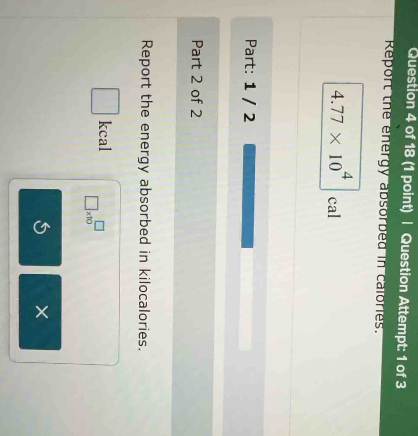 question 4 of 18 (1 point) | question attempt: 1 of 3 report the energy…