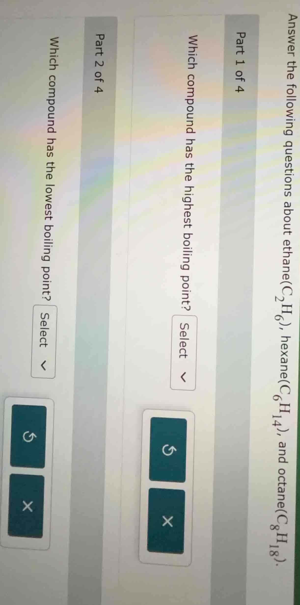 answer the following questions about ethane($c_2h_6$), hexane($c_6h_{14…