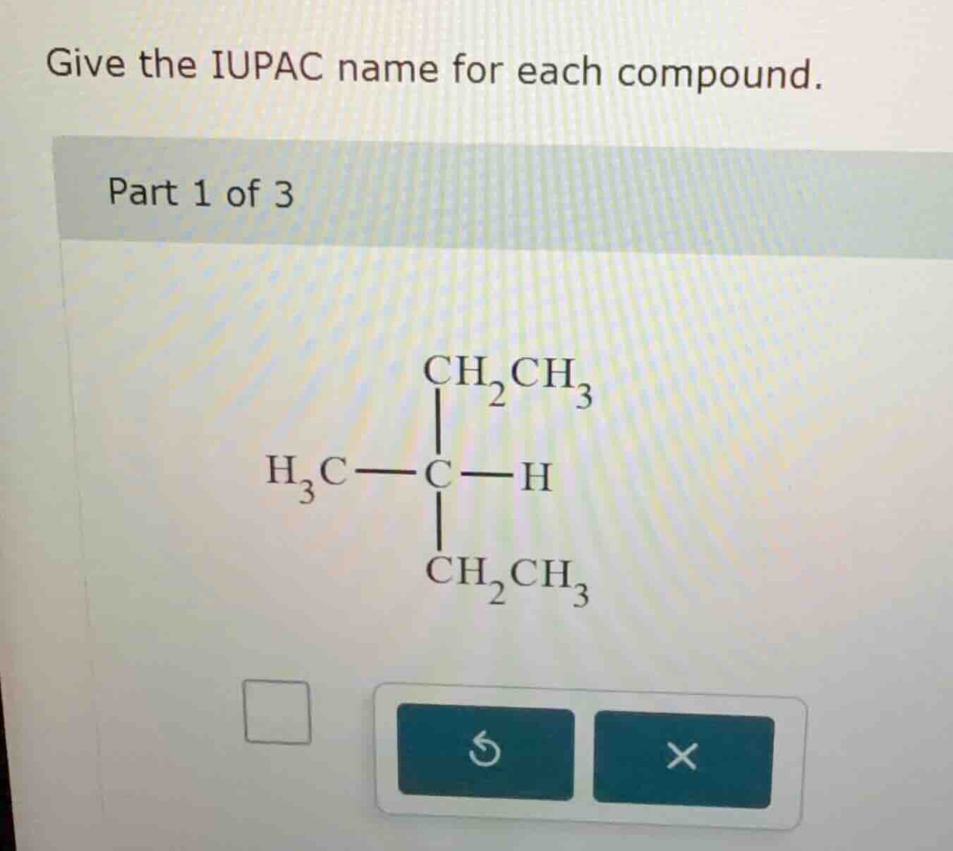 give the iupac name for each compound. part 1 of 3
