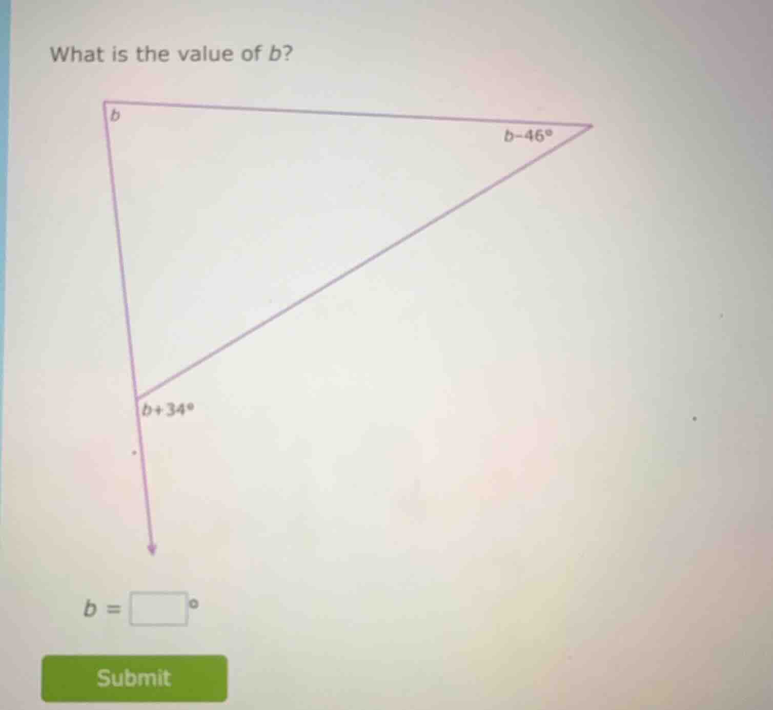 what is the value of b? b = \\square\\degree submit