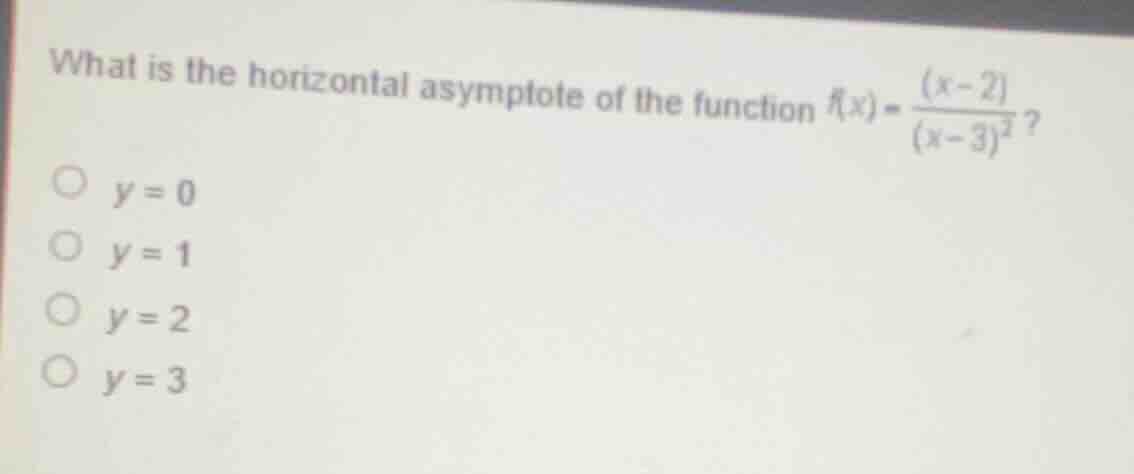 what is the horizontal asymptote of the function $f(x)=\frac{(x - 2)}{(…