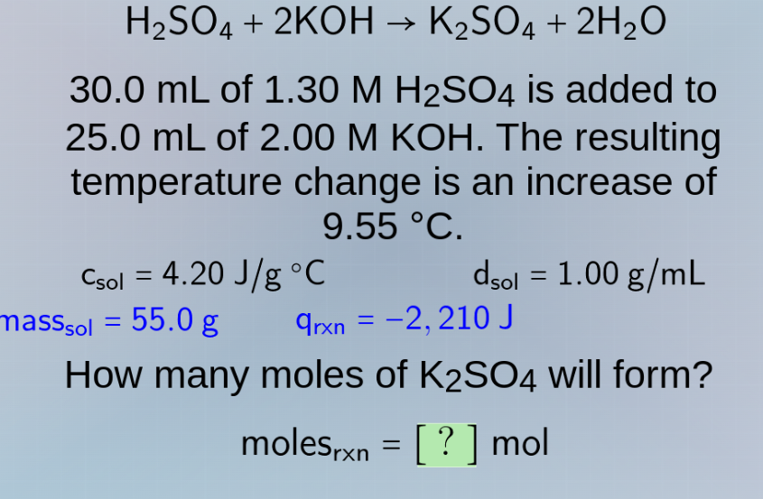 h₂so₄ + 2koh → k₂so₄ + 2h₂o 30.0 ml of 1.30 m h₂so₄ is added to 25.0 ml…
