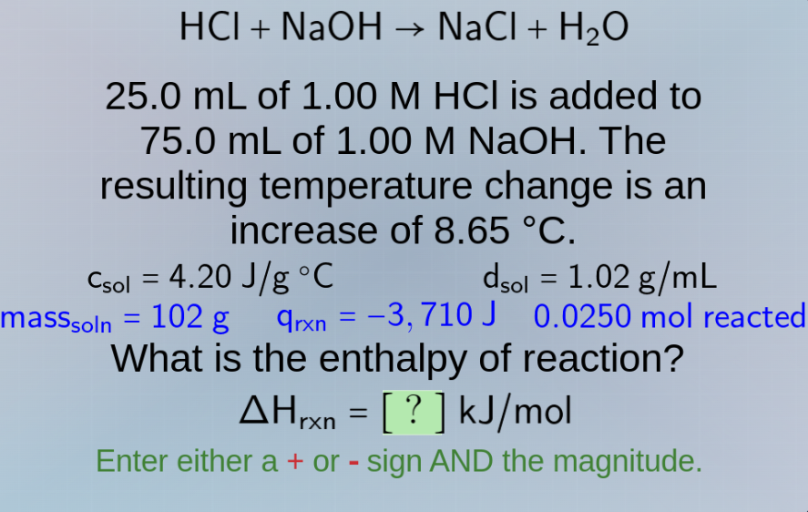 hcl + naoh → nacl + h₂o 25.0 ml of 1.00 m hcl is added to 75.0 ml of 1.…