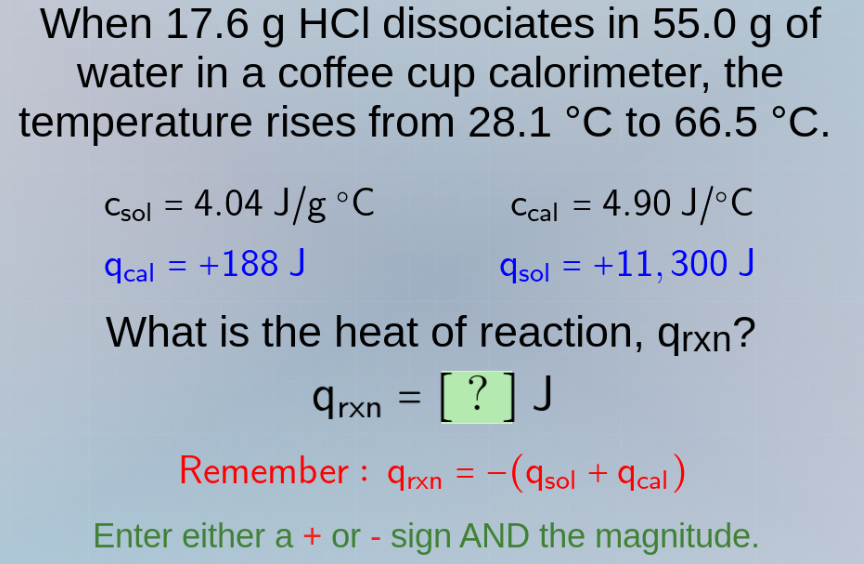 when 17.6 g hcl dissociates in 55.0 g of water in a coffee cup calorime…