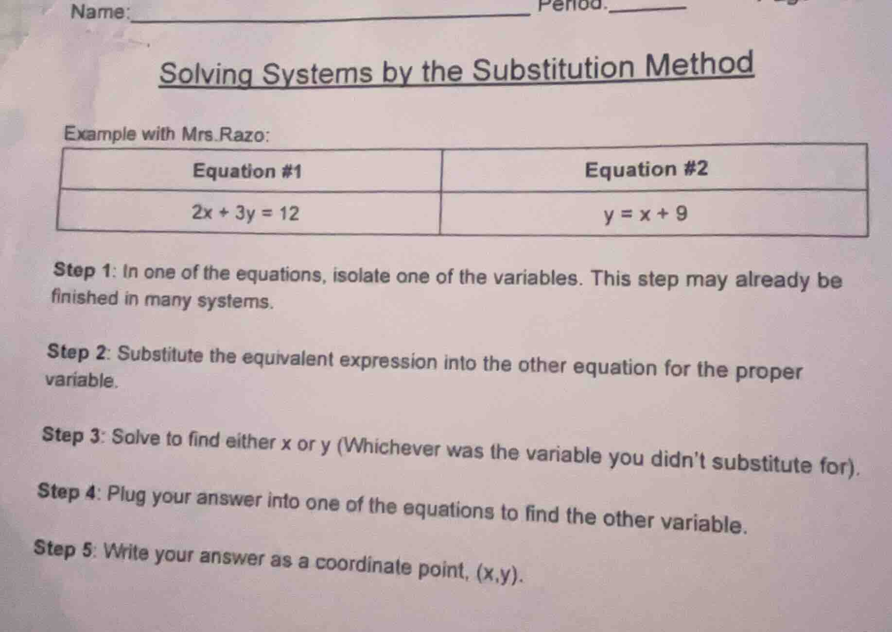 name:______________________________ period.______ solving systems by th…