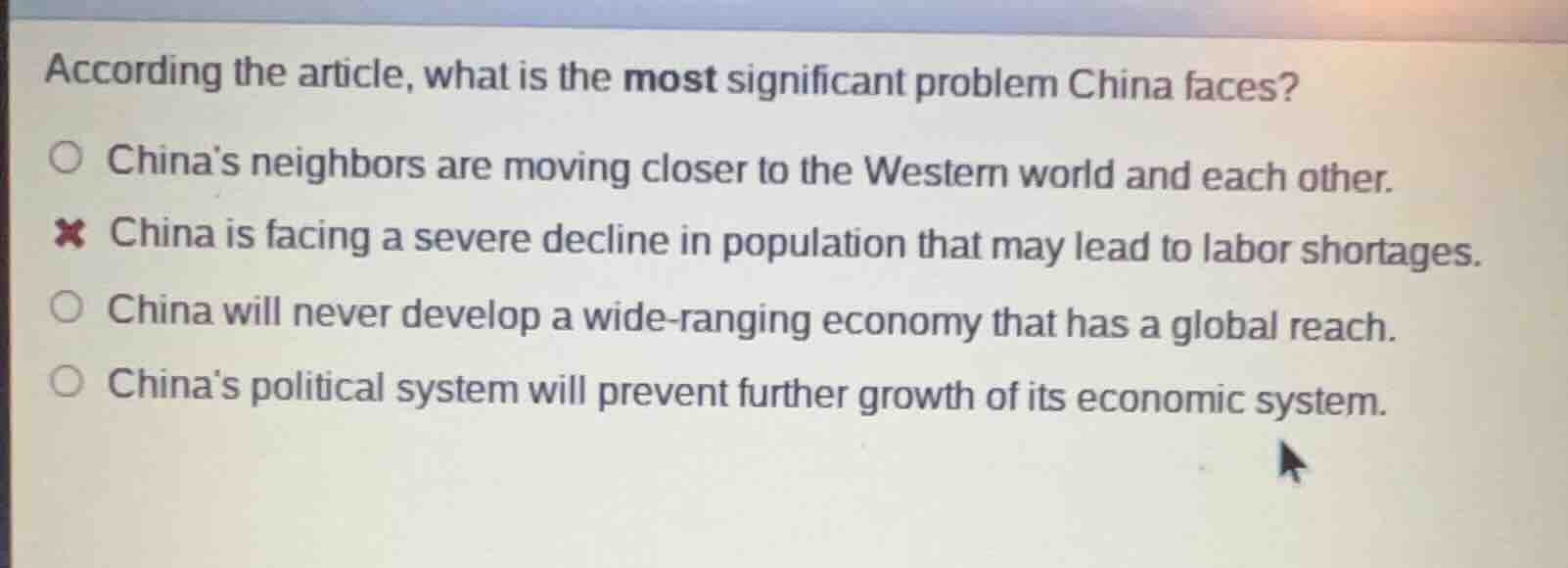 according the article, what is the most significant problem china faces…