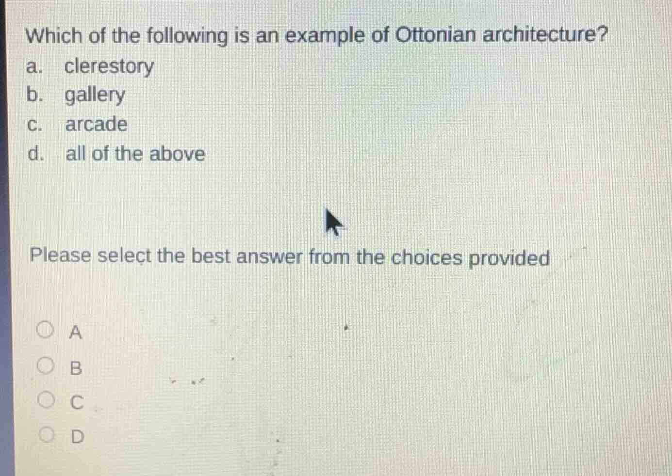 which of the following is an example of ottonian architecture? a. clere…