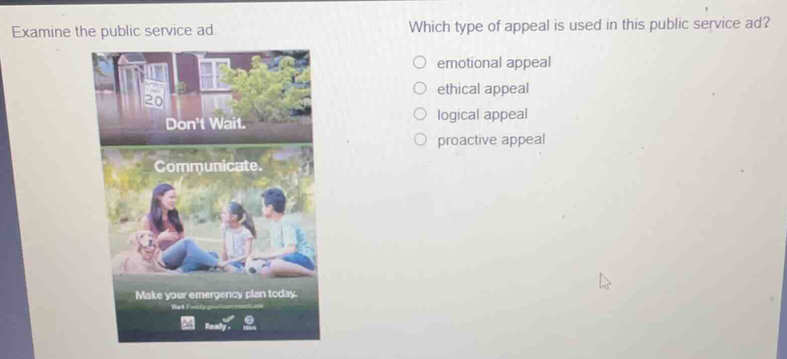 examine the public service ad. which type of appeal is used in this pub…