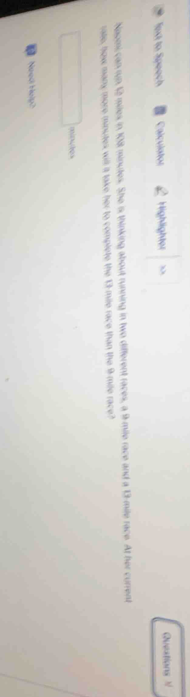 nessie can run 12 miles in 89 minutes. she is thinking about running in…