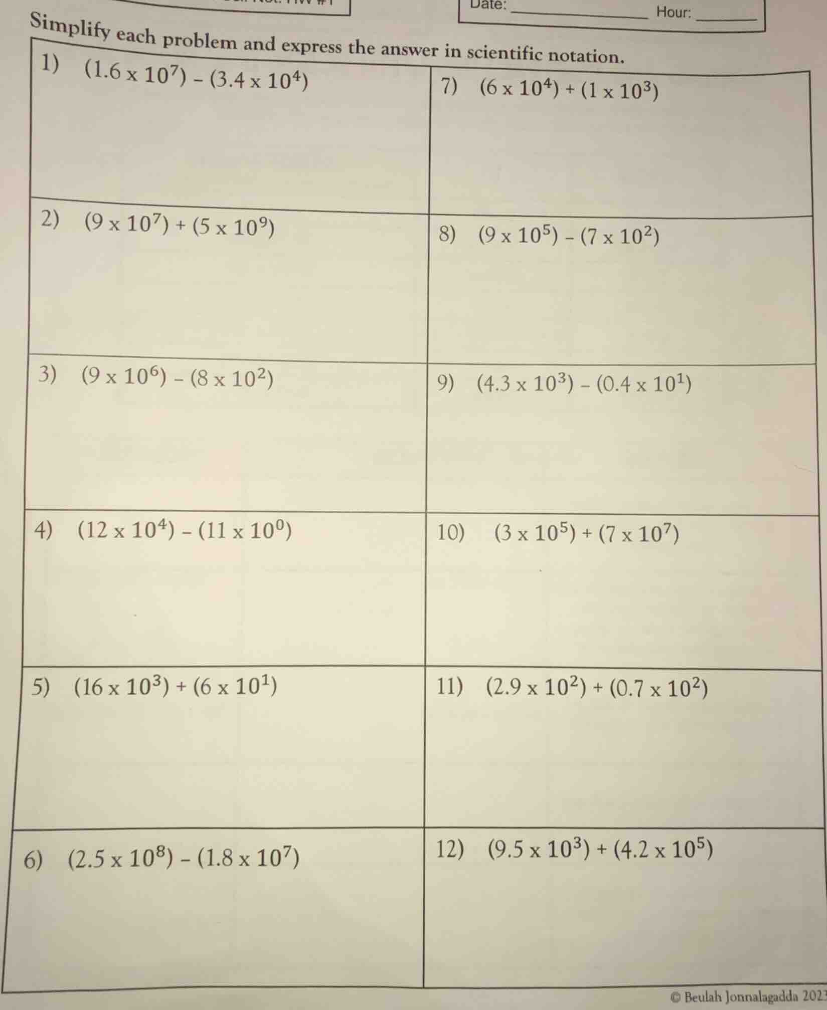 simplify each problem and express the answer in scientific notation. 1)…