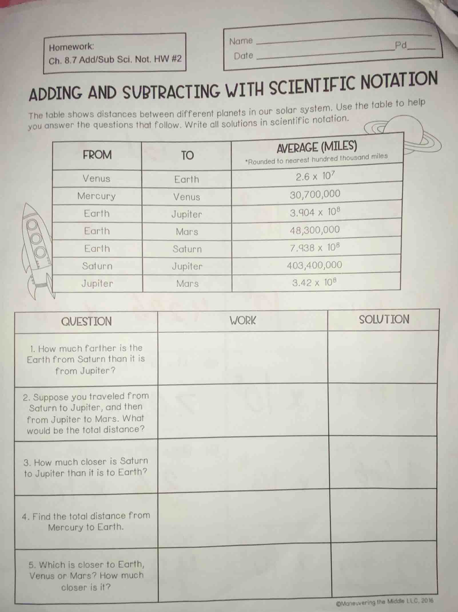 homework: ch. 8.7 add/sub sci. not. hw #2 name date pd adding and subtr…