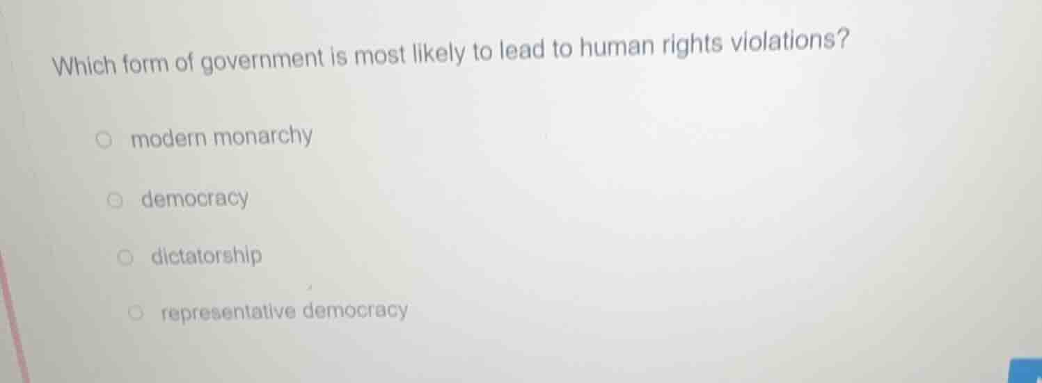 which form of government is most likely to lead to human rights violati…