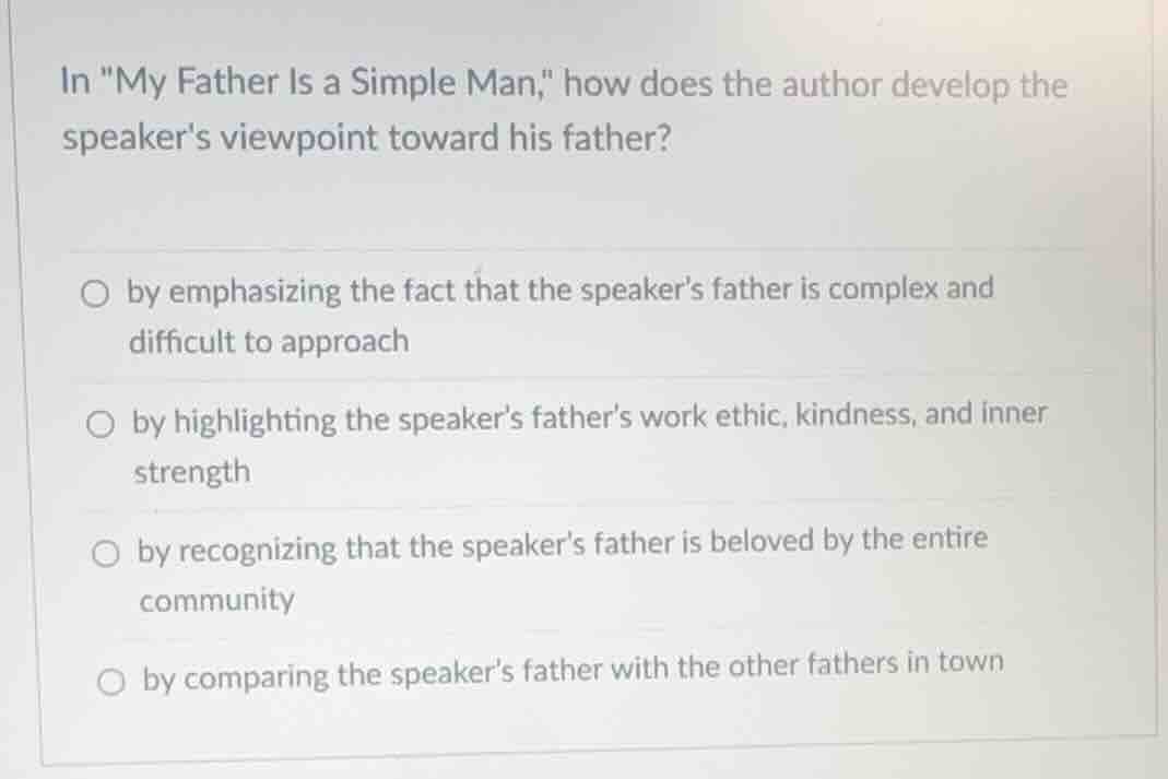 in \my father is a simple man,\ how does the author develop the speaker…