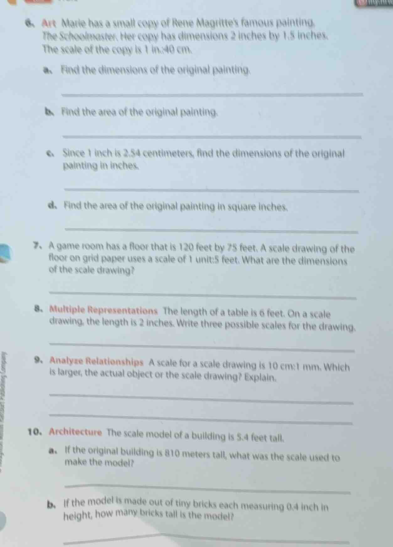 6. art marie has a small copy of rene magrittes famous painting, the sc…