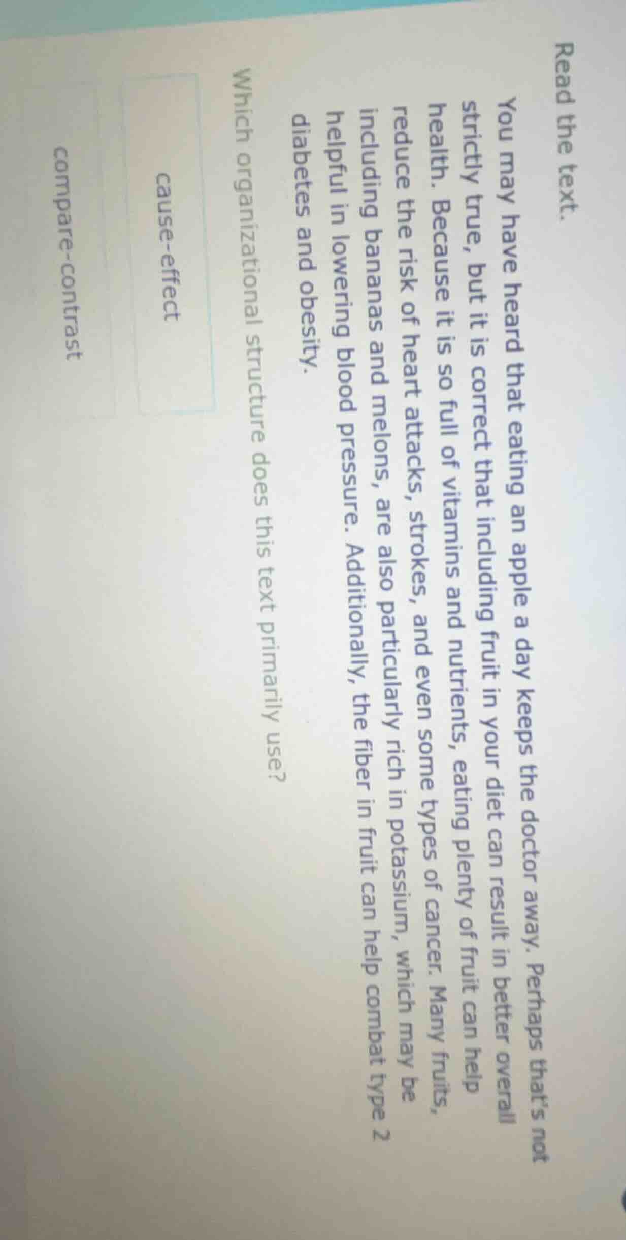 read the text. you may have heard that eating an apple a day keeps the …