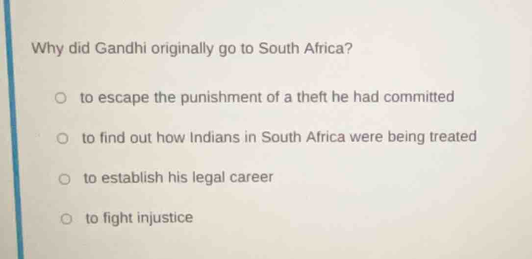 why did gandhi originally go to south africa? to escape the punishment …