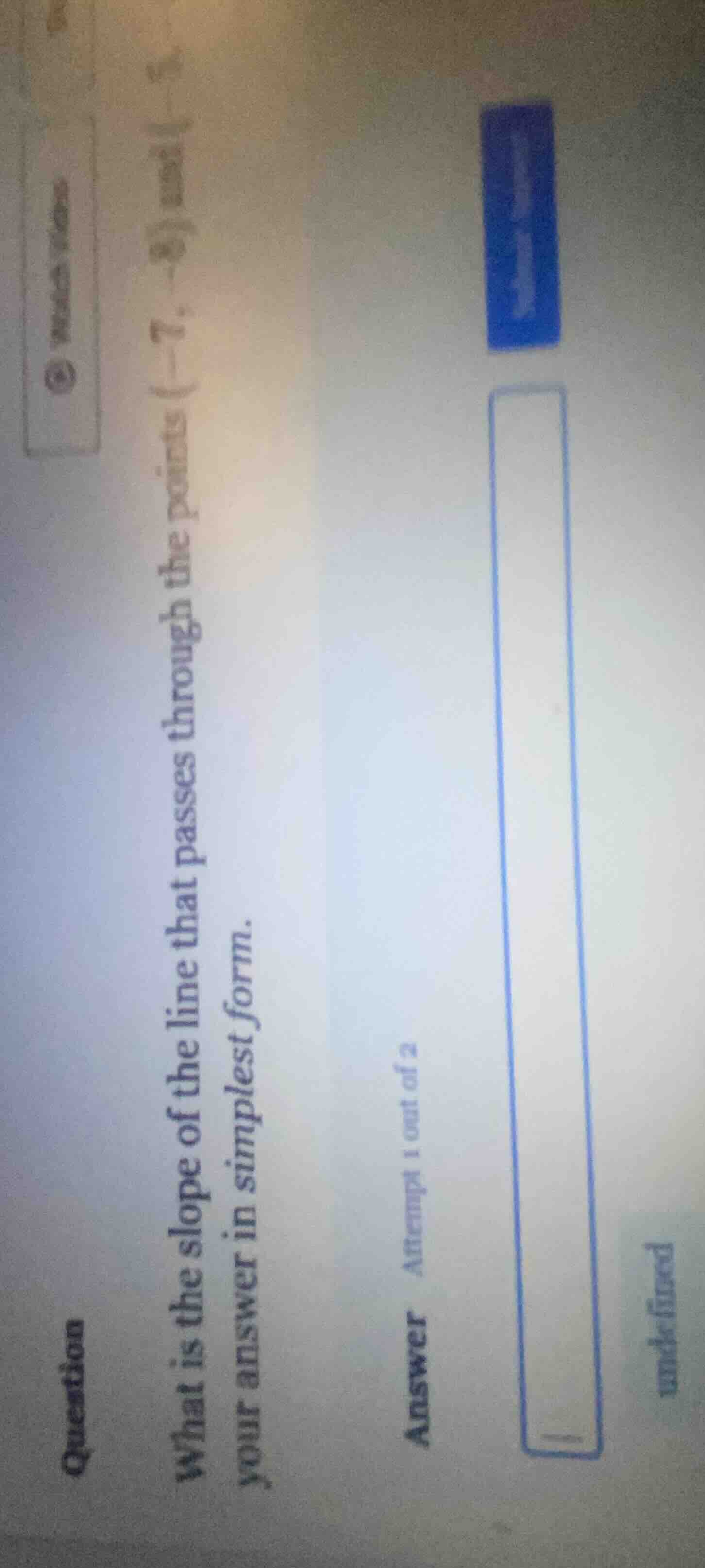 question what is the slope of the line that passes through the points (…