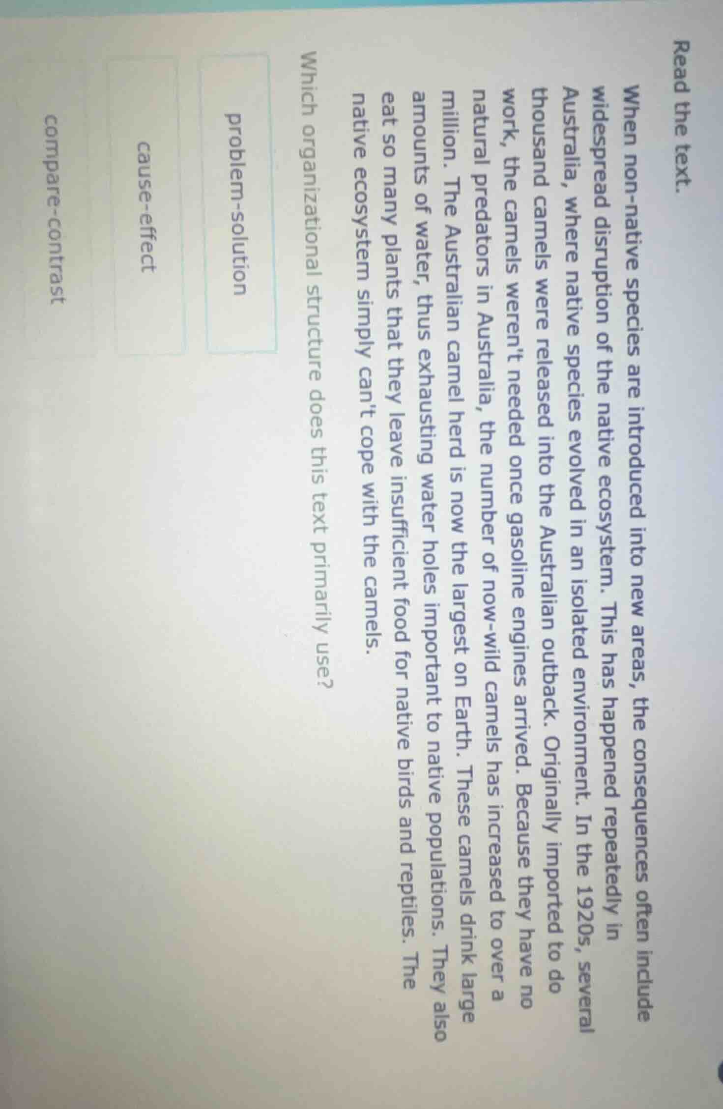 read the text. when non - native species are introduced into new areas,…