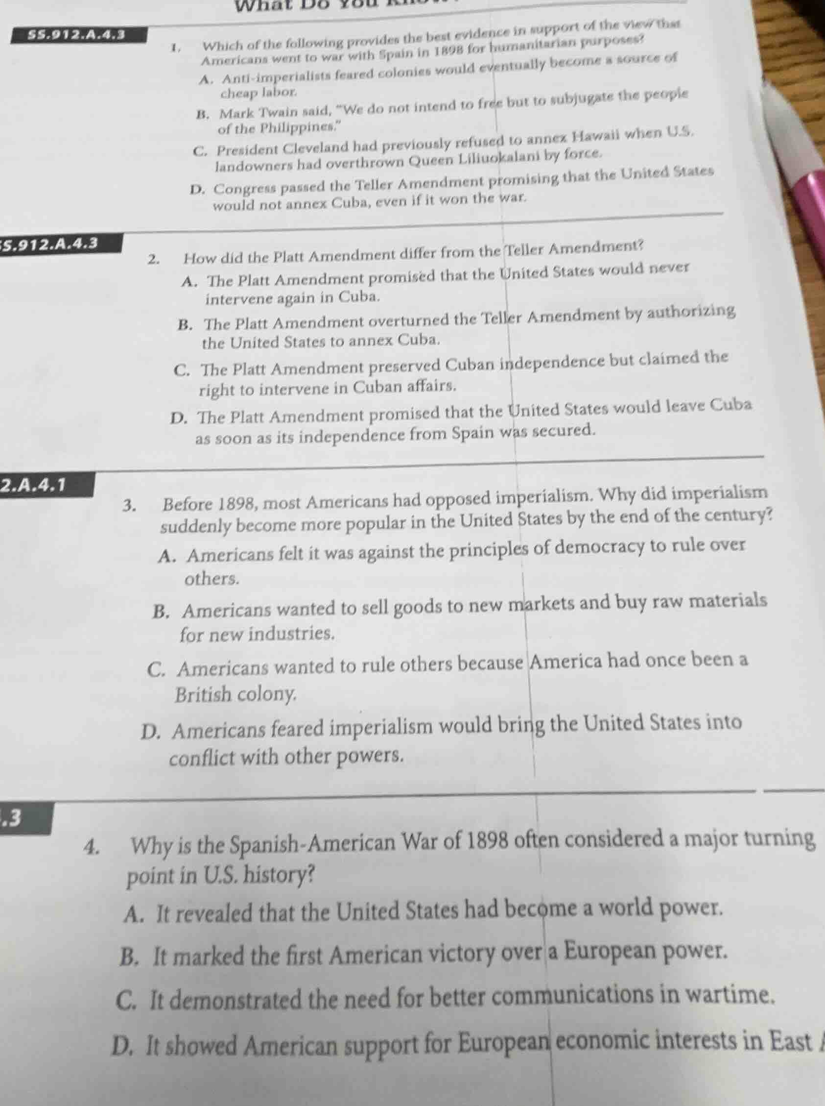 1. which of the following provides the best evidence in support of the …