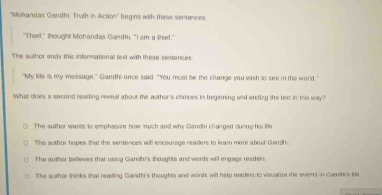 “mohandas gandhi: truth in action” begins with these sentences: “thief,…