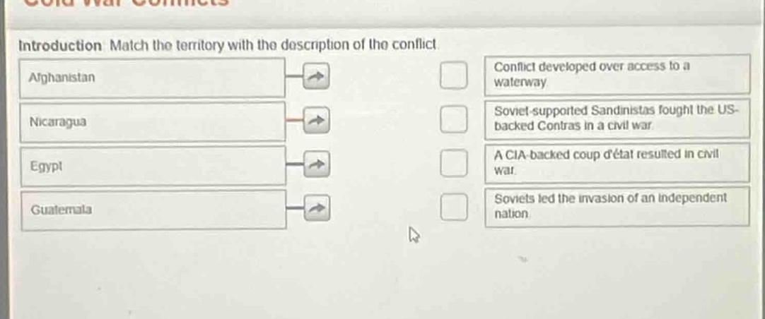 introduction match the territory with the description of the conflict. …