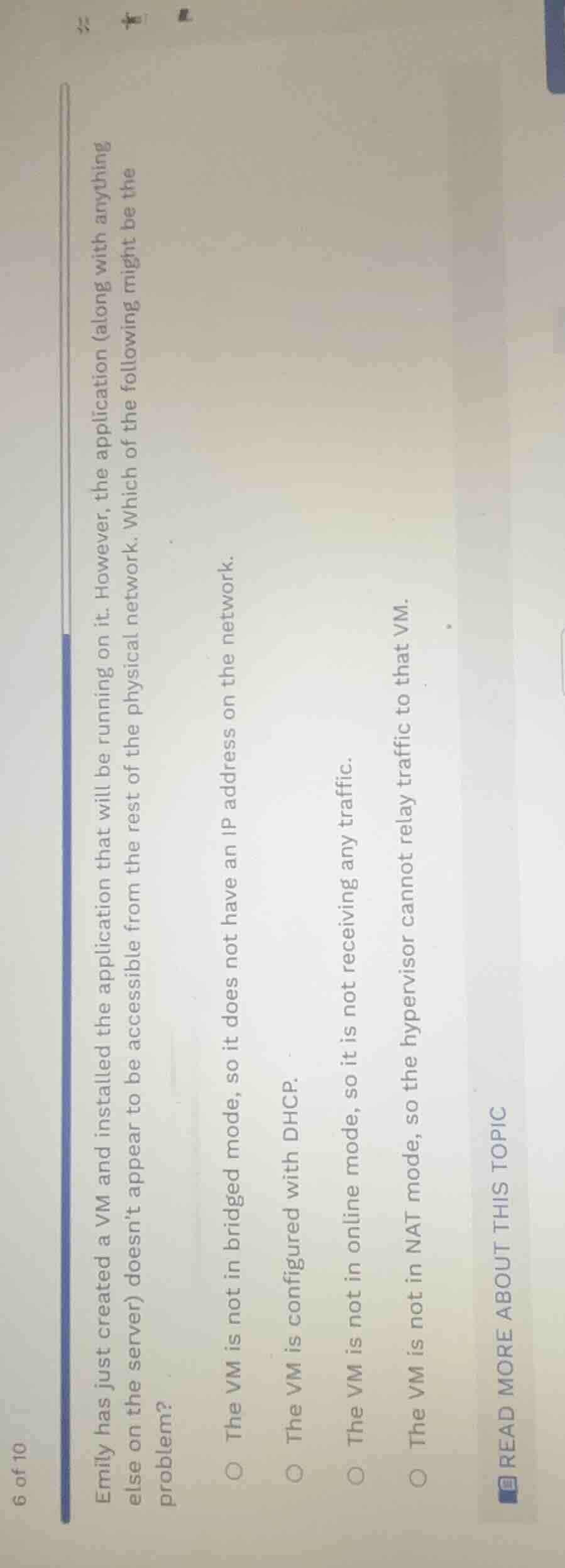 emily has just created a vm and installed the application that will be …