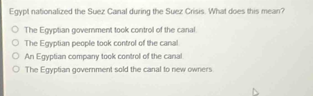 egypt nationalized the suez canal during the suez crisis. what does thi…