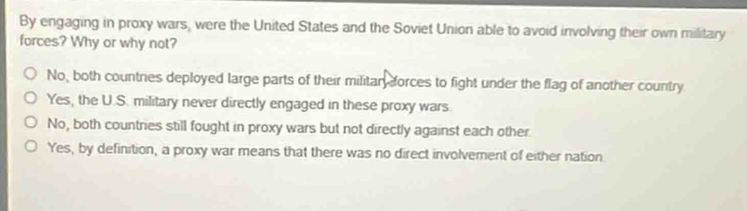 by engaging in proxy wars, were the united states and the soviet union …