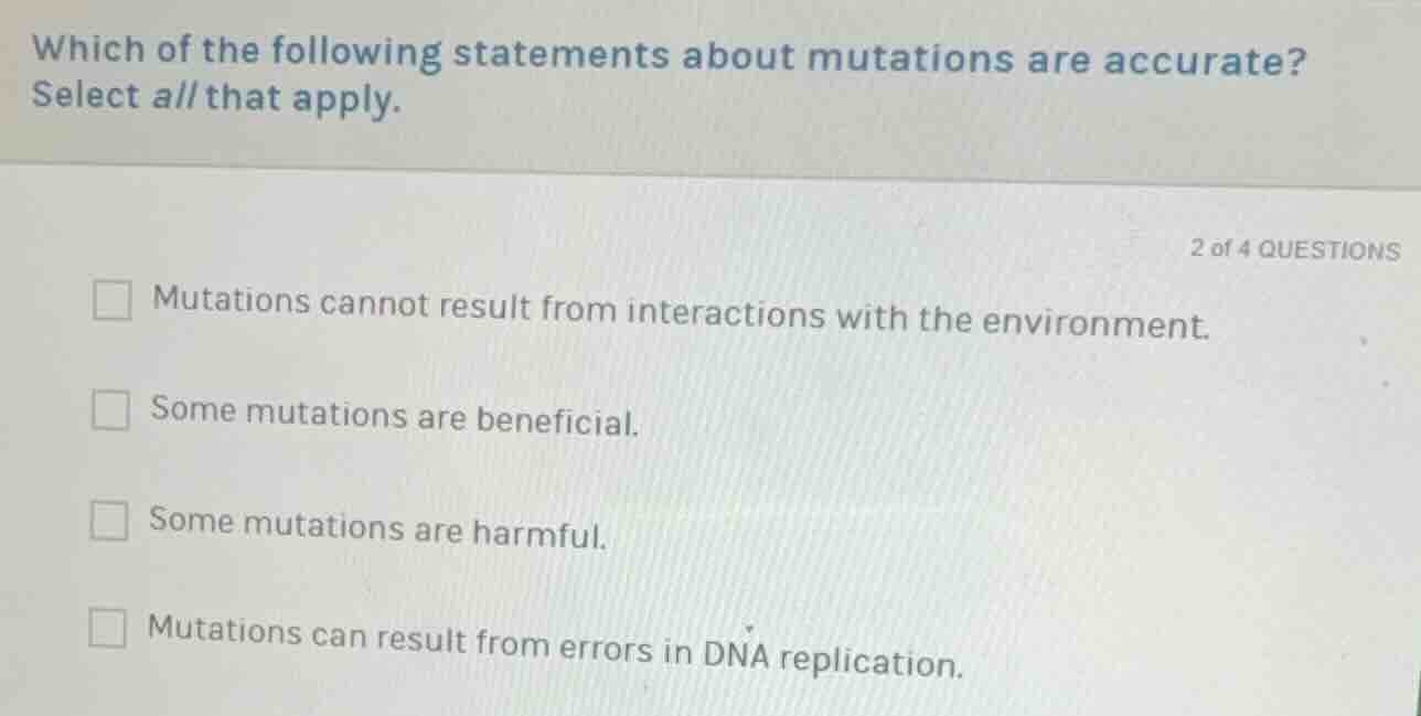 which of the following statements about mutations are accurate? select …