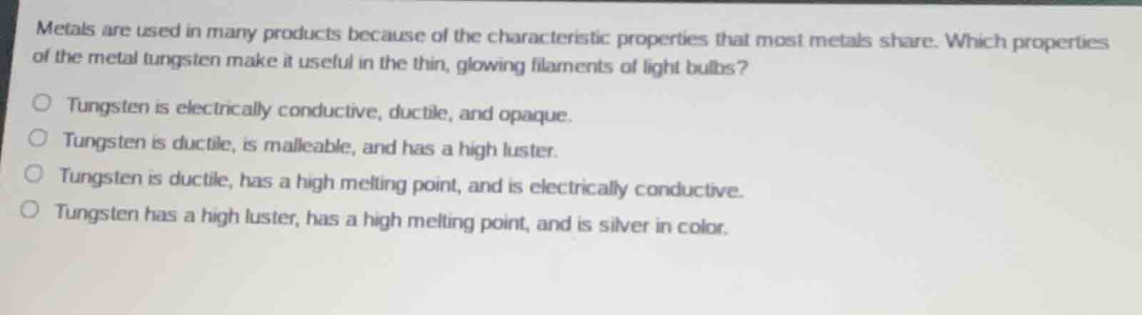 metals are used in many products because of the characteristic properti…
