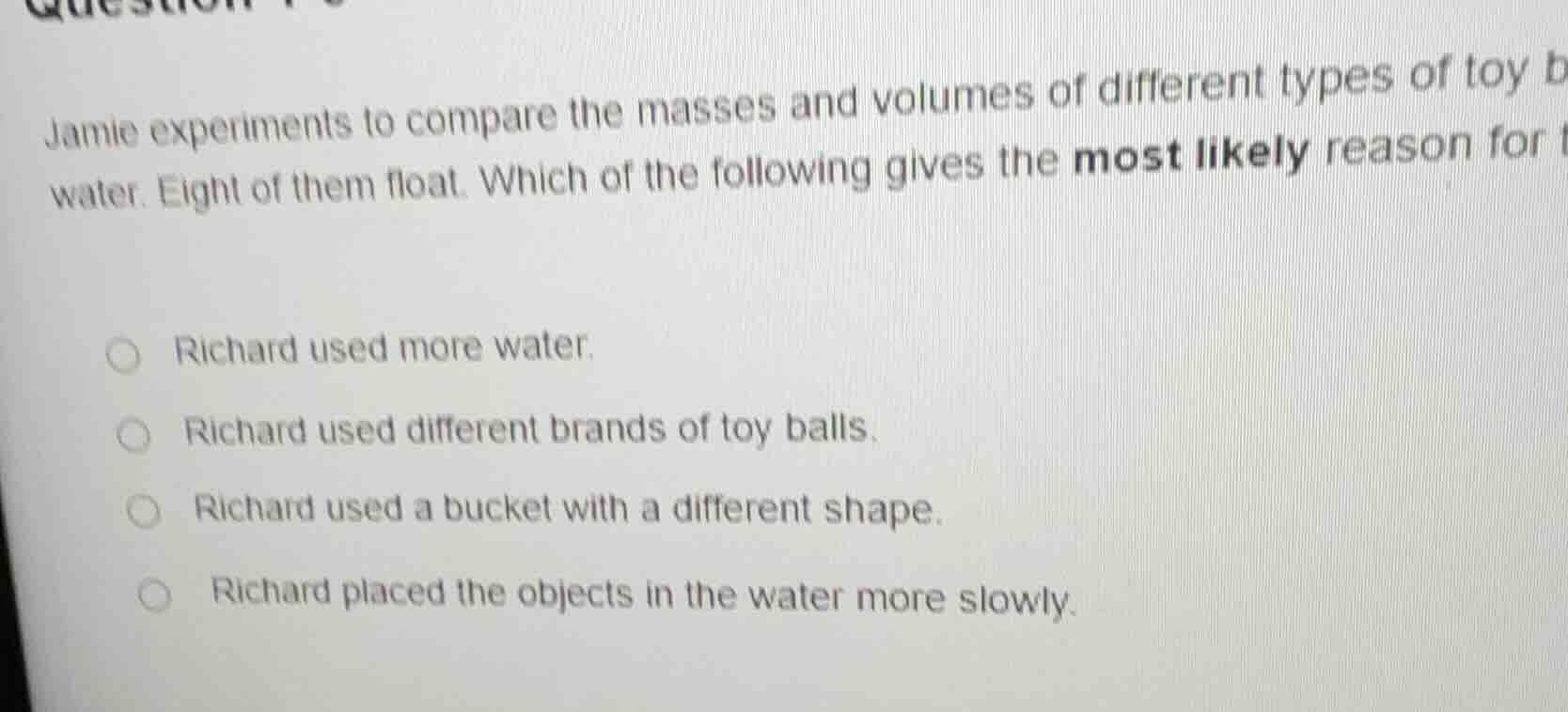 jamie experiments to compare the masses and volumes of different types …