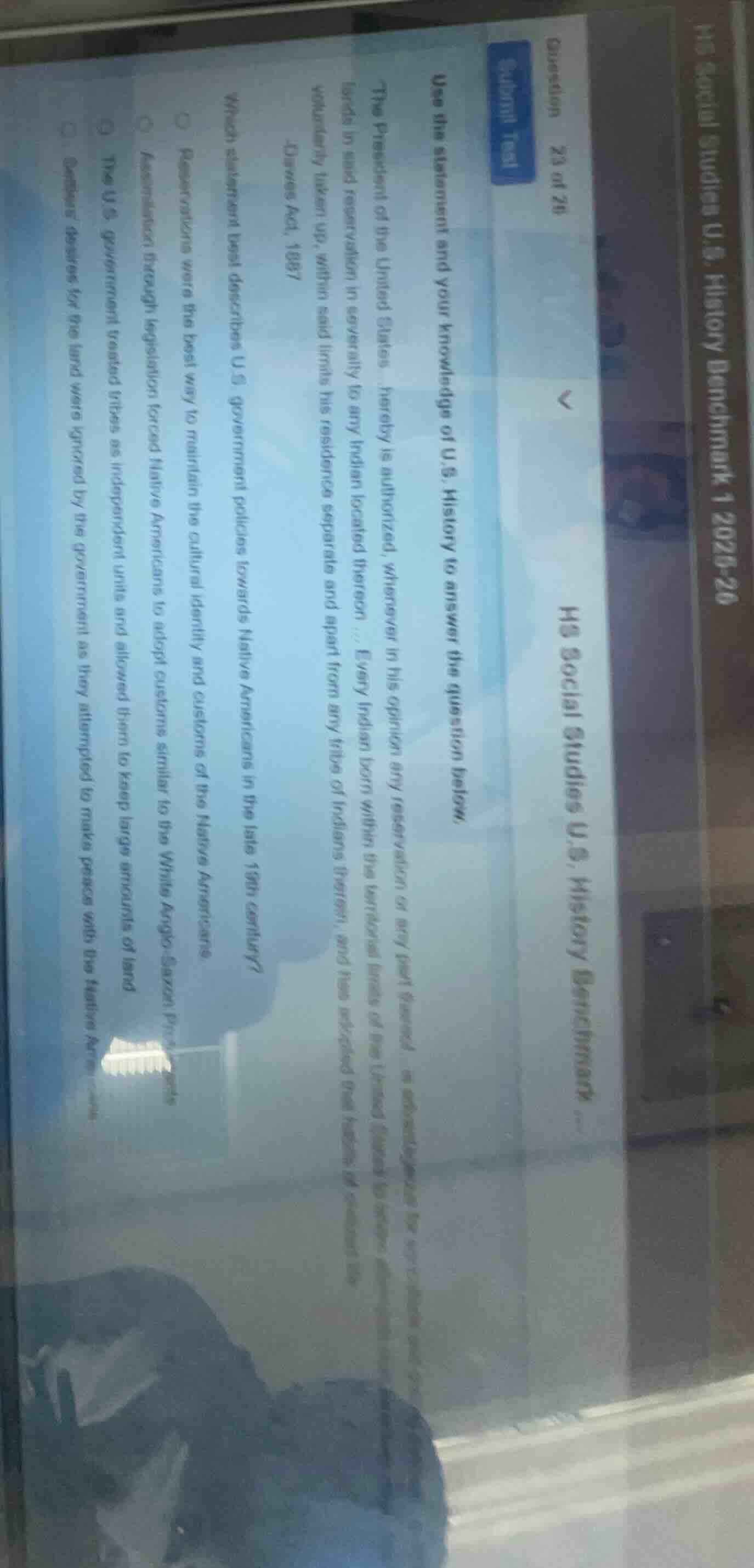 question 23 of 76 h3 social studies u.s. history benchmark use the stat…