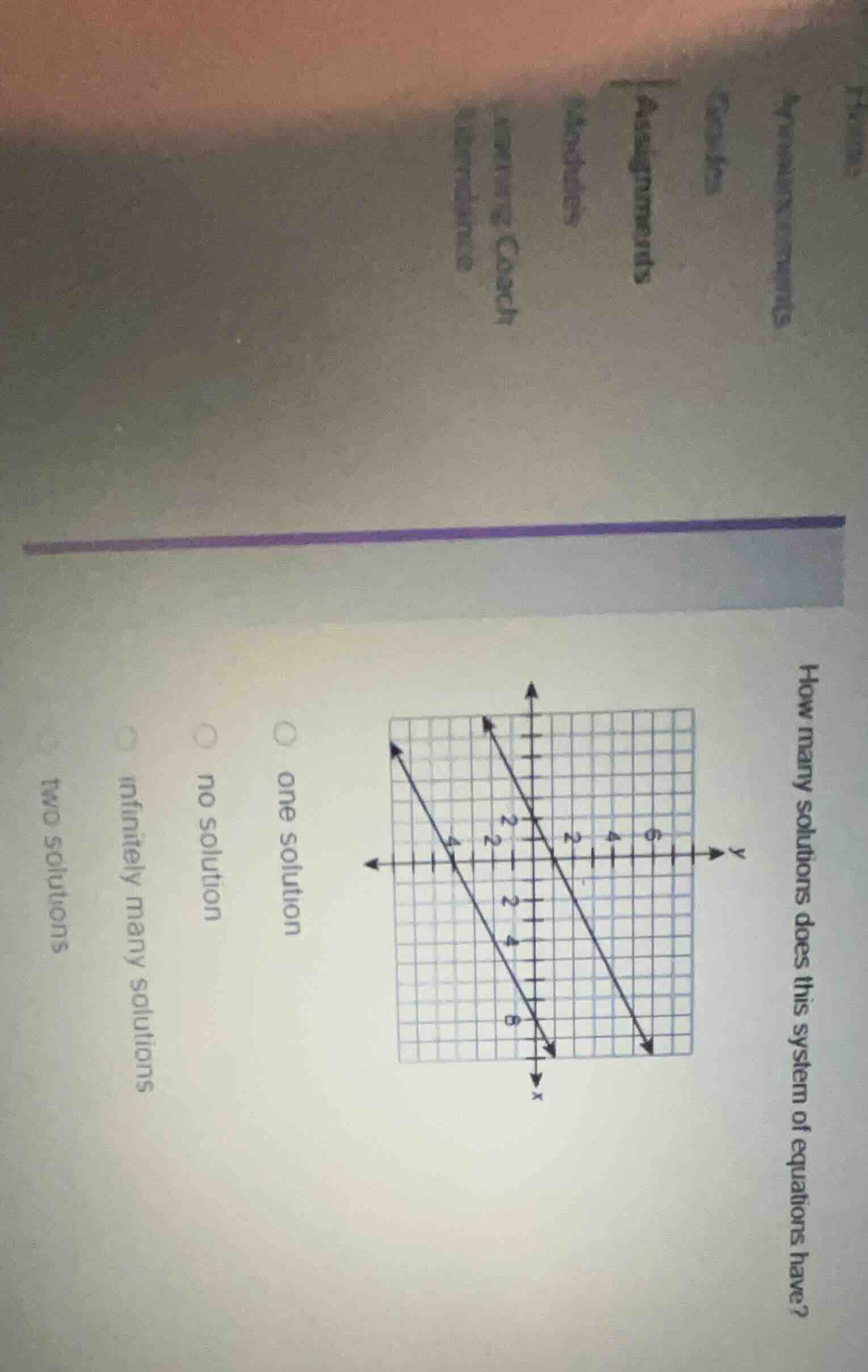 how many solutions does this system of equations have? one solution no …