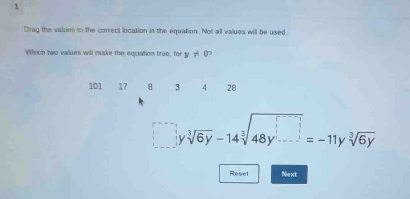 1 drag the values to the correct location in the equation. not all valu…
