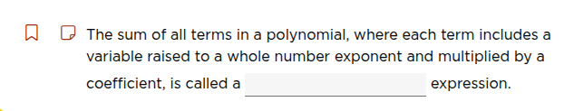 the sum of all terms in a polynomial, where each term includes a variab…