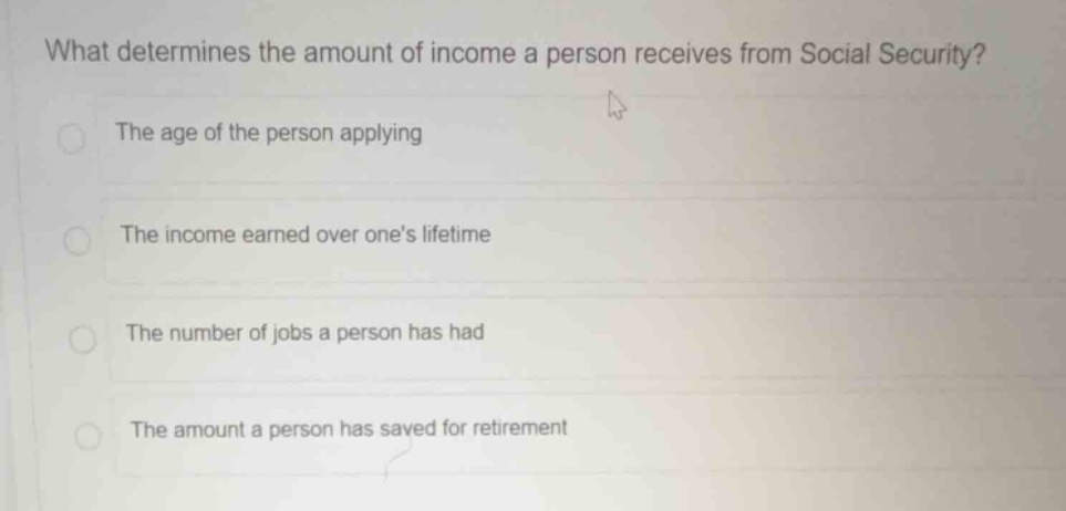 what determines the amount of income a person receives from social secu…