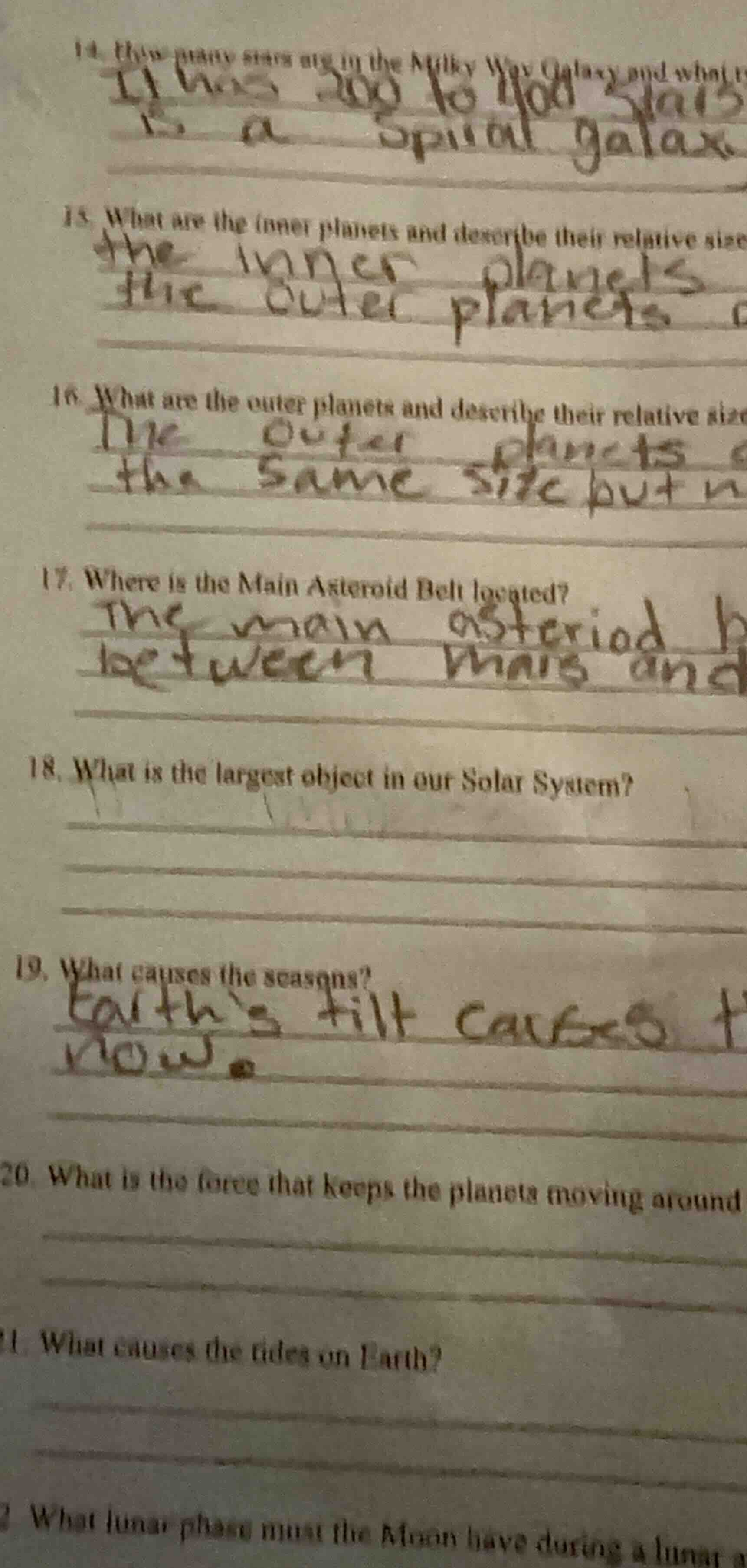 14. how many stars are in the milky way galaxy and what 15. what are th…