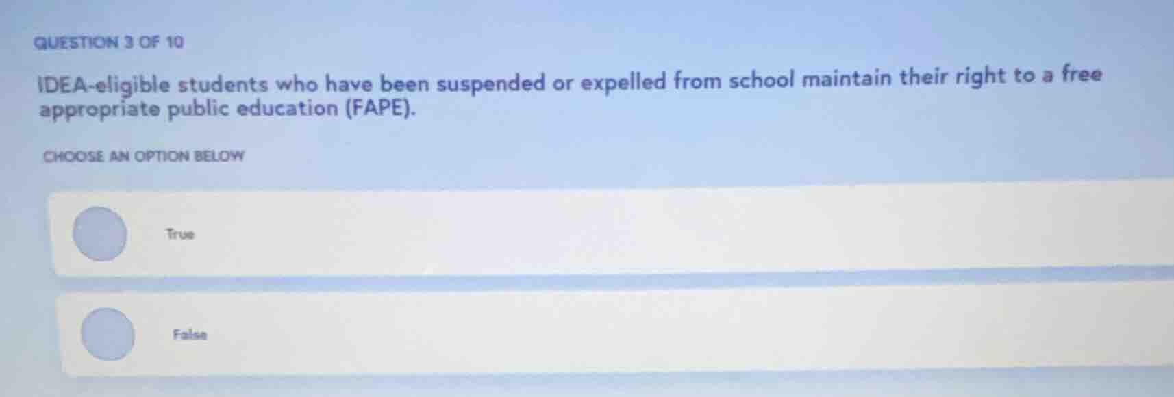 question 3 of 10 idea - eligible students who have been suspended or ex…