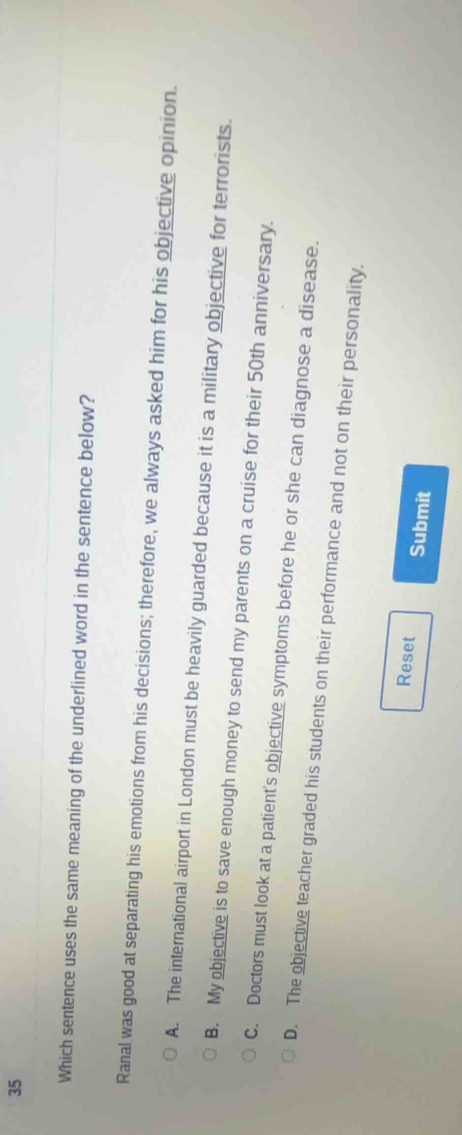 which sentence uses the same meaning of the underlined word in the sent…