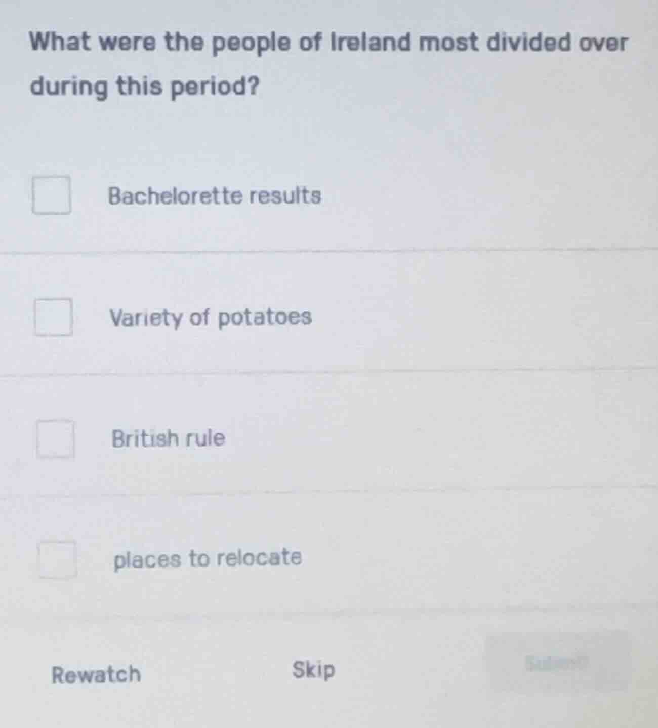 what were the people of ireland most divided over during this period? b…