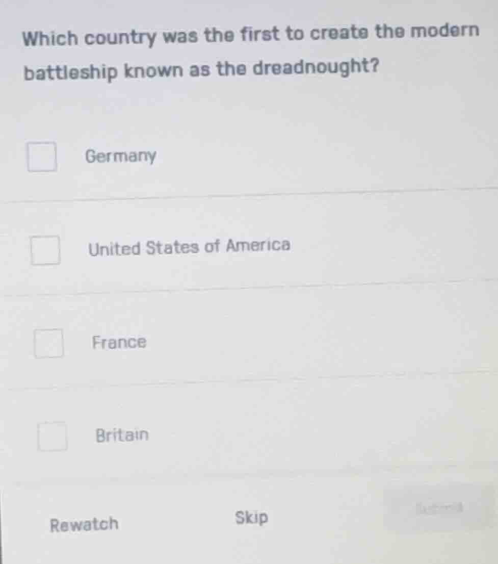 which country was the first to create the modern battleship known as th…